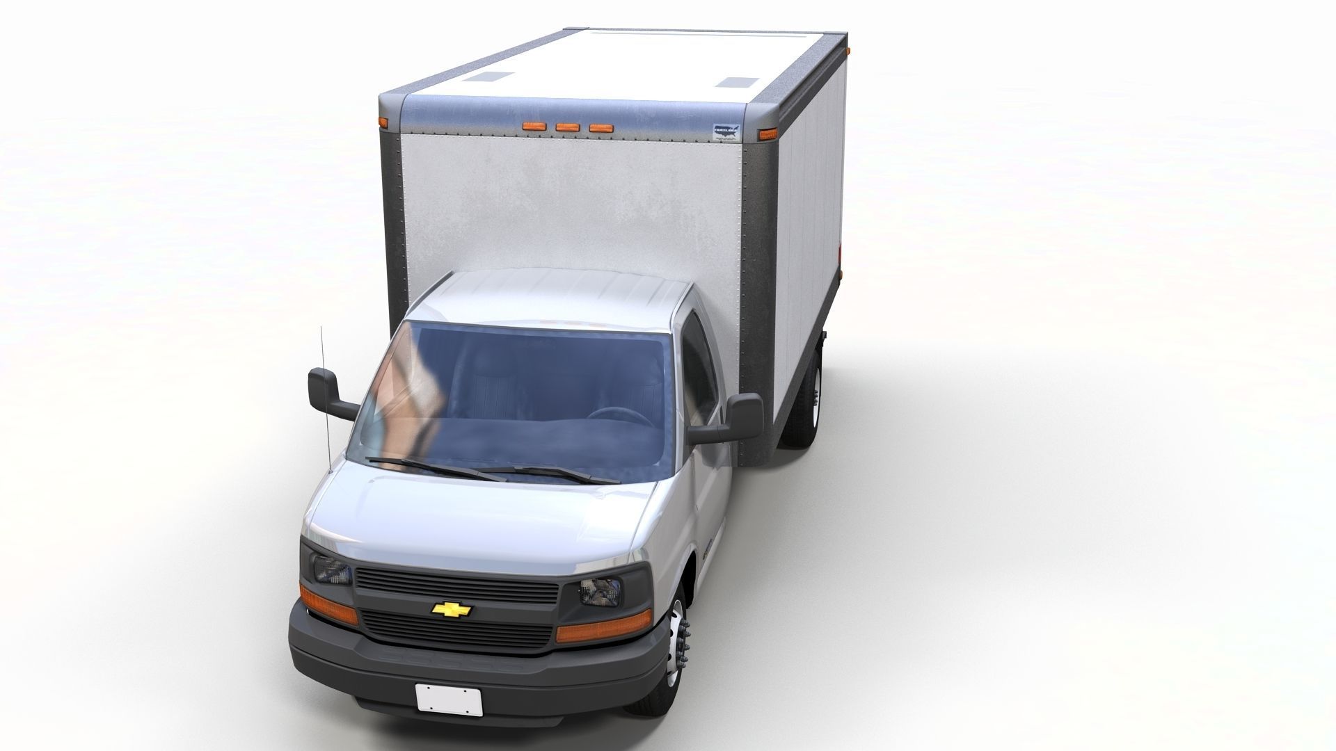 Express box truck Low-poly 3D model_7
