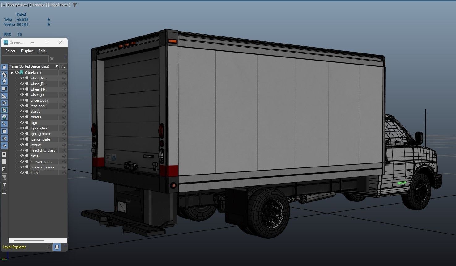 Express box truck Low-poly 3D model_17