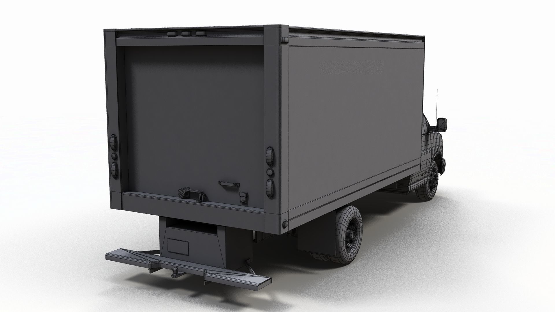 Express box truck Low-poly 3D model_10