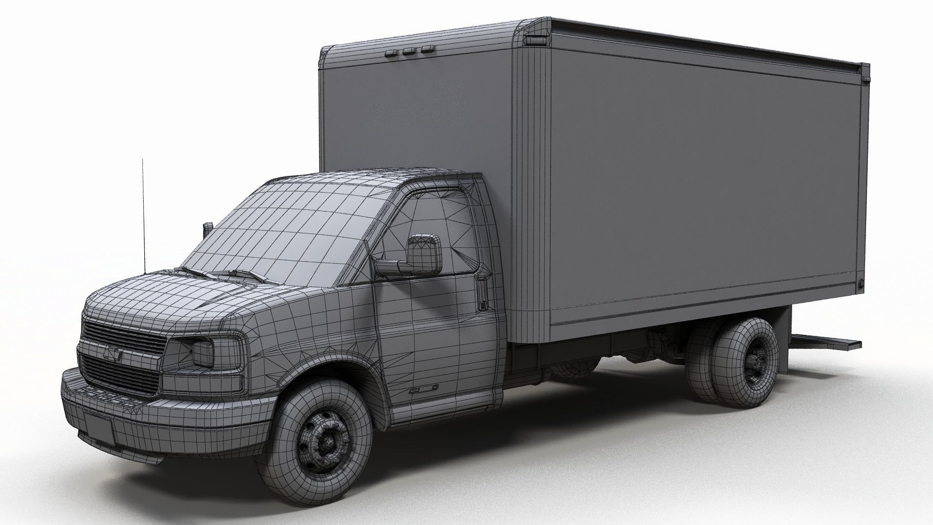 Express box truck Low-poly 3D model_9