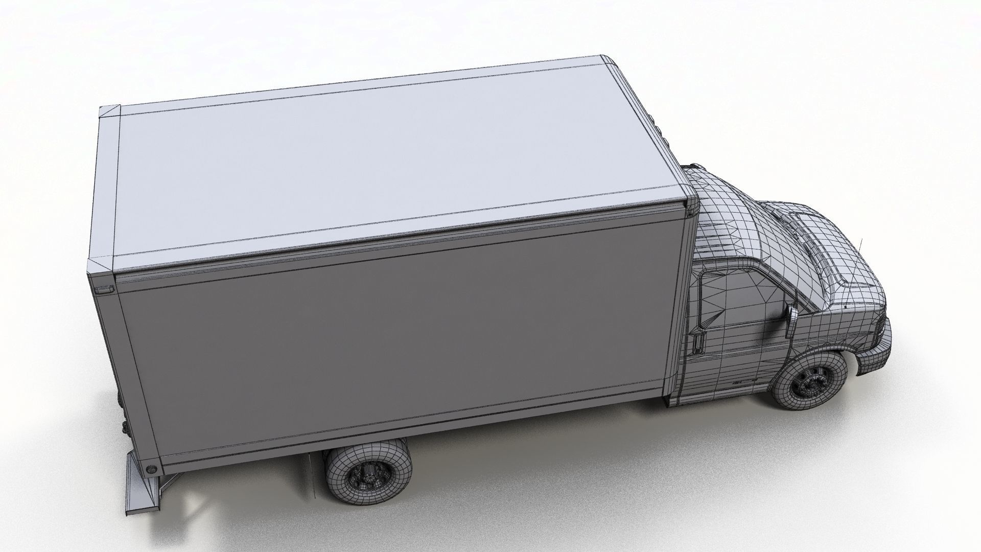 Express box truck Low-poly 3D model_11