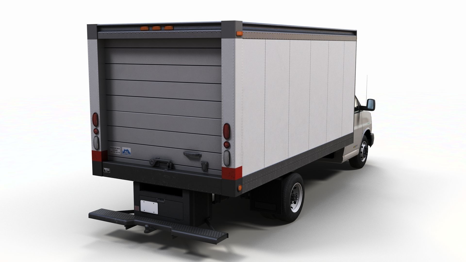 Express box truck Low-poly 3D model_3