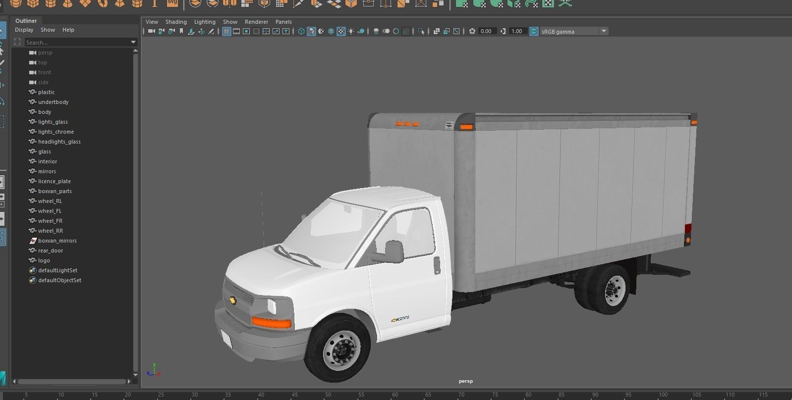 Express box truck Low-poly 3D model_18