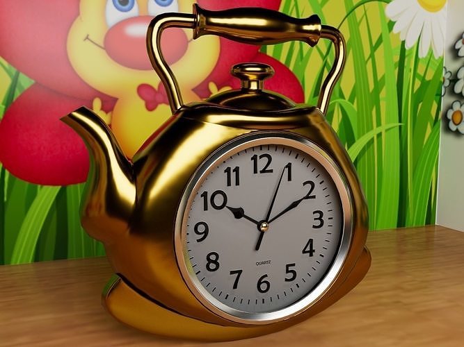 Wall clock stylized as a teapot Free 3D model