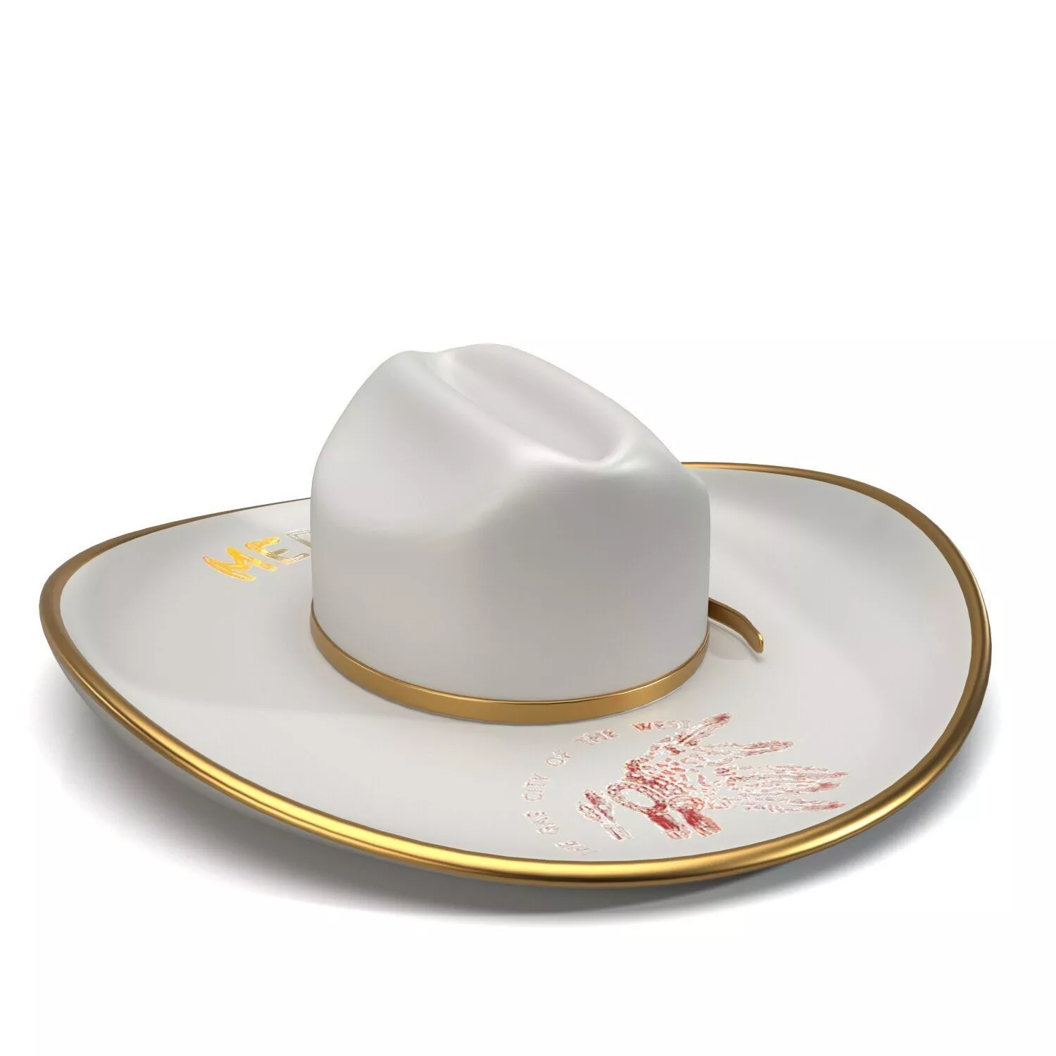 Alberta Canada Souvenir 22k Gold Cowboy ceramic Hat 3D model