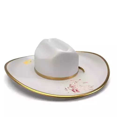 Alberta Canada Souvenir 22k Gold Cowboy ceramic Hat