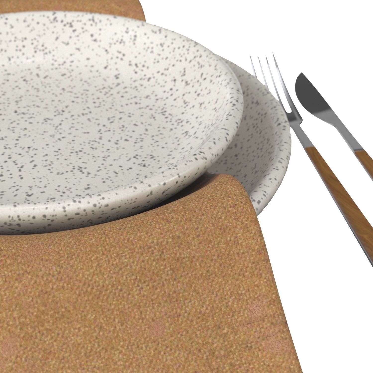 Almond Linen Napkin Set PBR 3D model_3