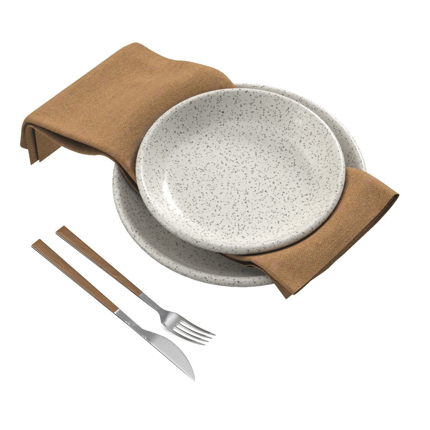 Almond Linen Napkin Set PBR 3D model_2