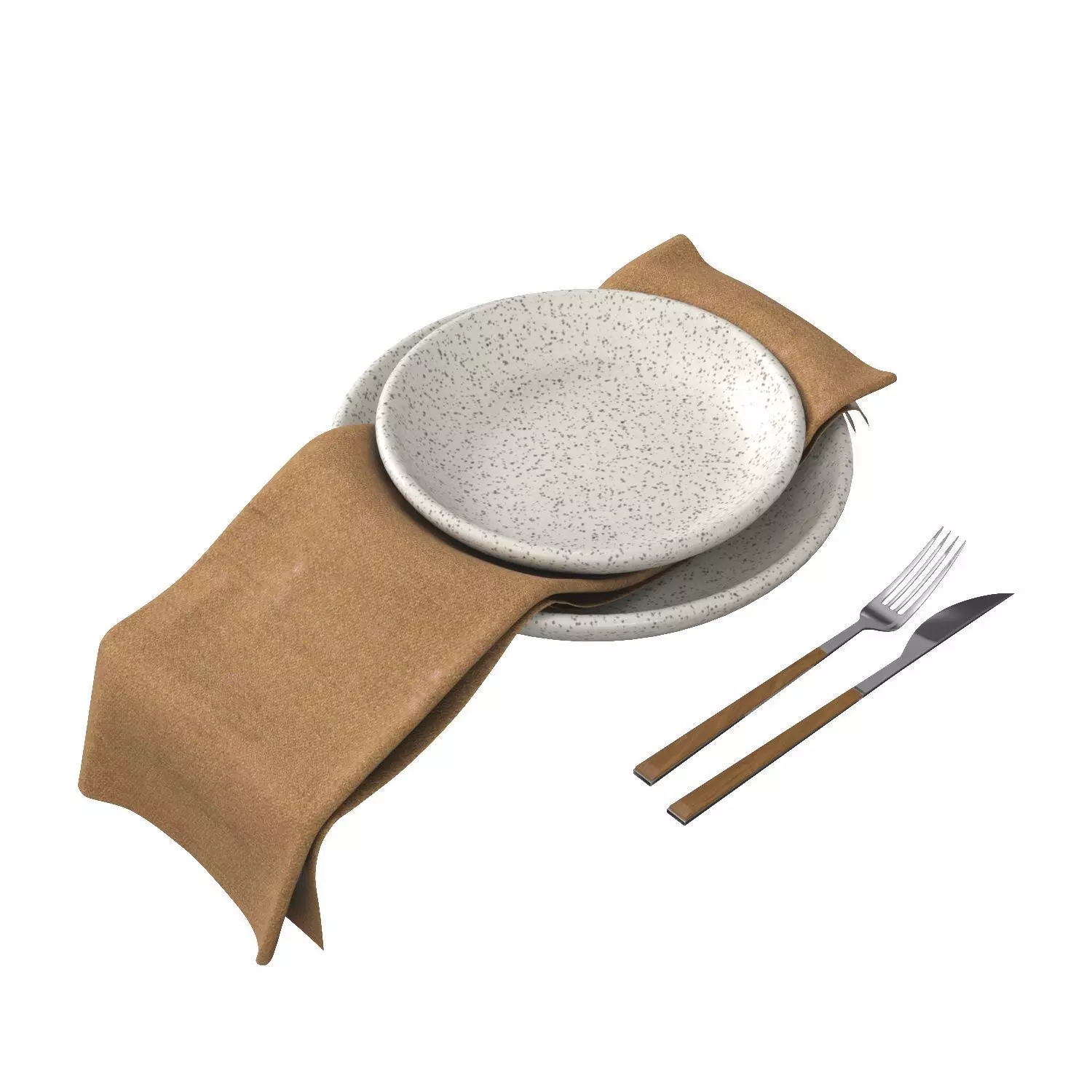 Almond Linen Napkin Set PBR 3D model_0