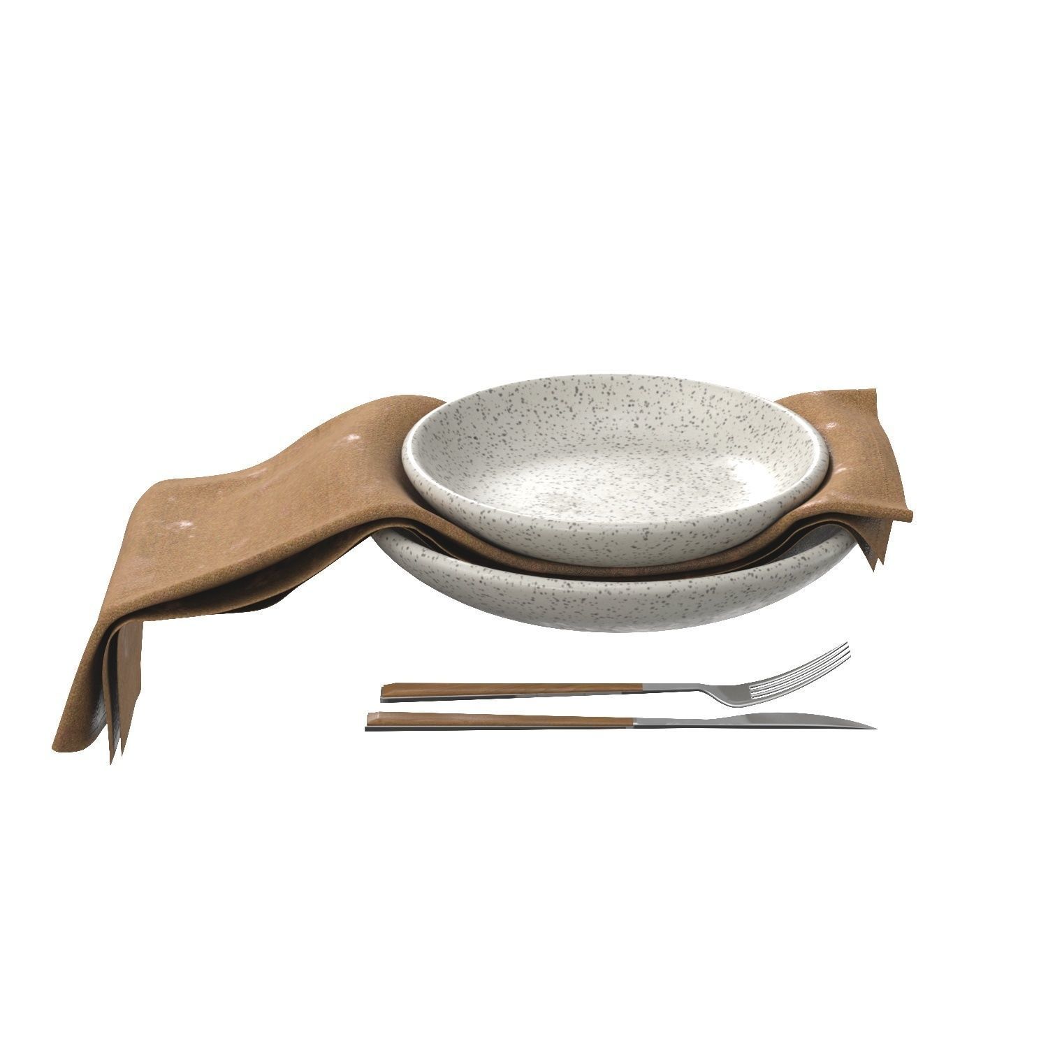 Almond Linen Napkin Set PBR 3D model_1