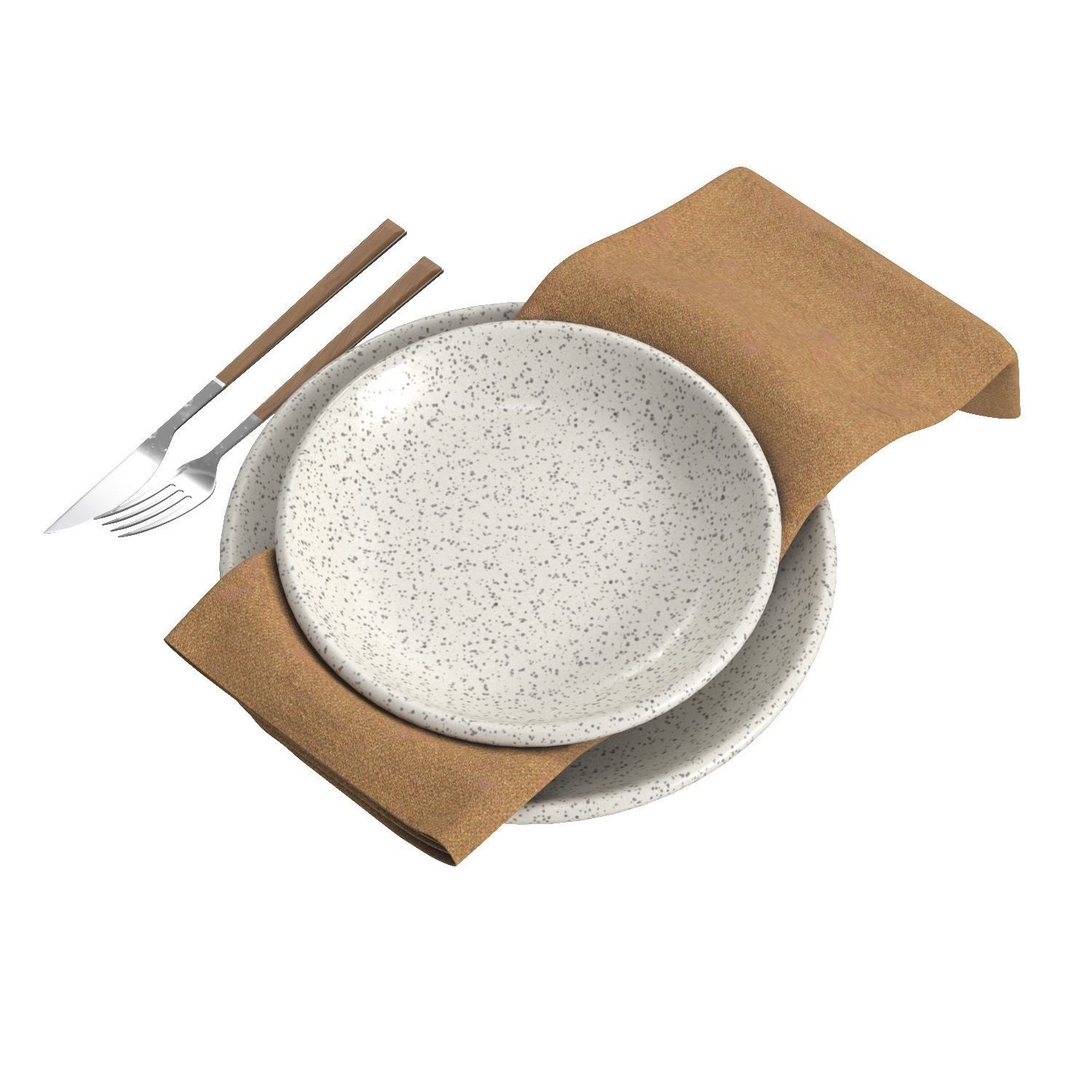 Almond Linen Napkin Set PBR 3D model_4