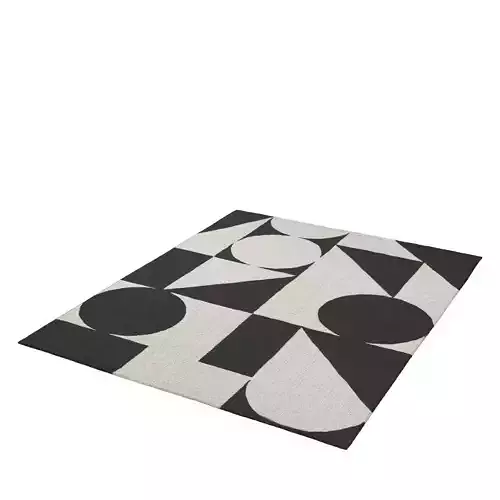 Dave Geometric Handmade Tufted Wool Ivory Black Area Rug PBR