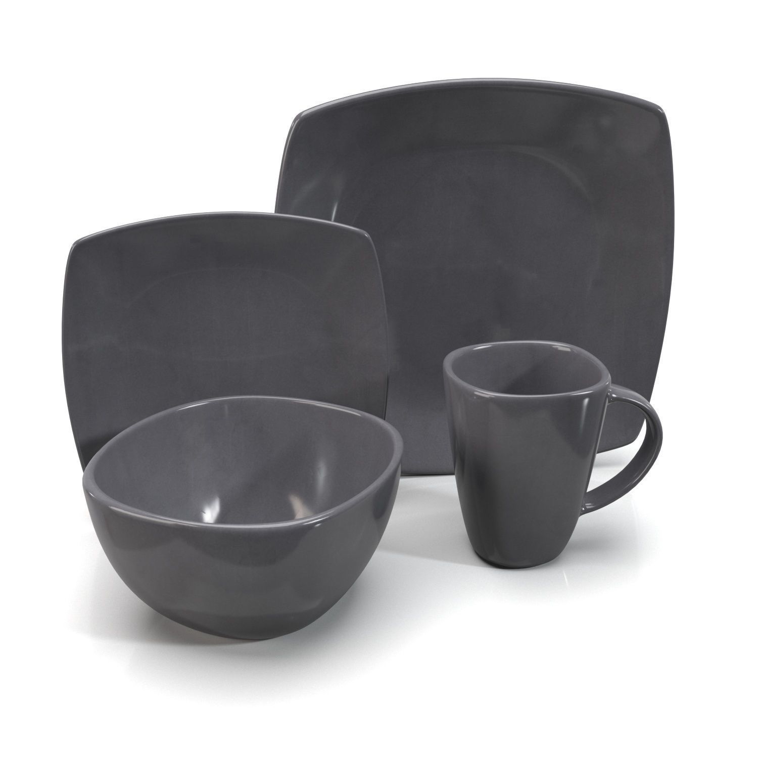 Gibson Soho Lounge Square Reactive Glaze Dinnerware Set PBR 3D model_2
