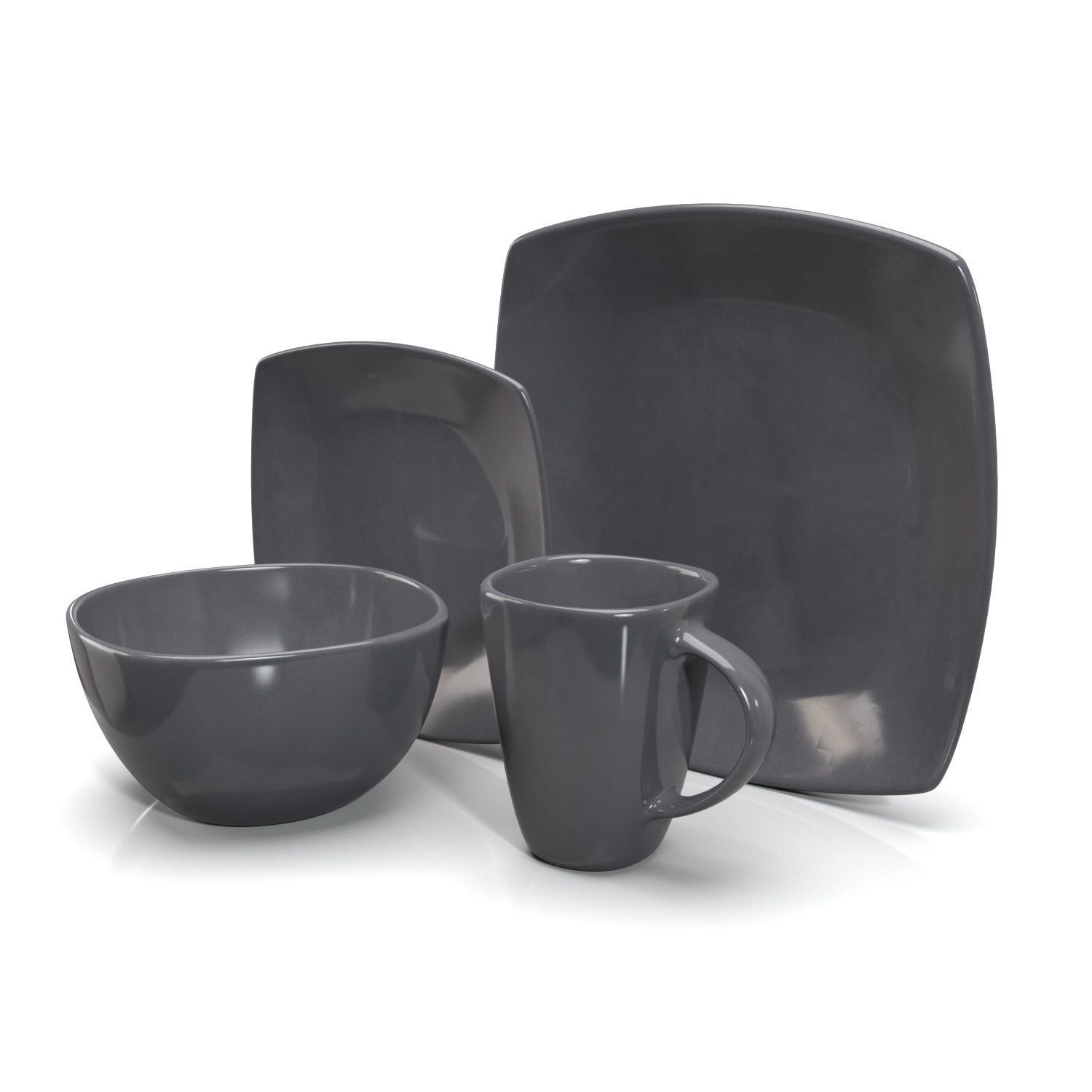 Gibson Soho Lounge Square Reactive Glaze Dinnerware Set PBR 3D model_1