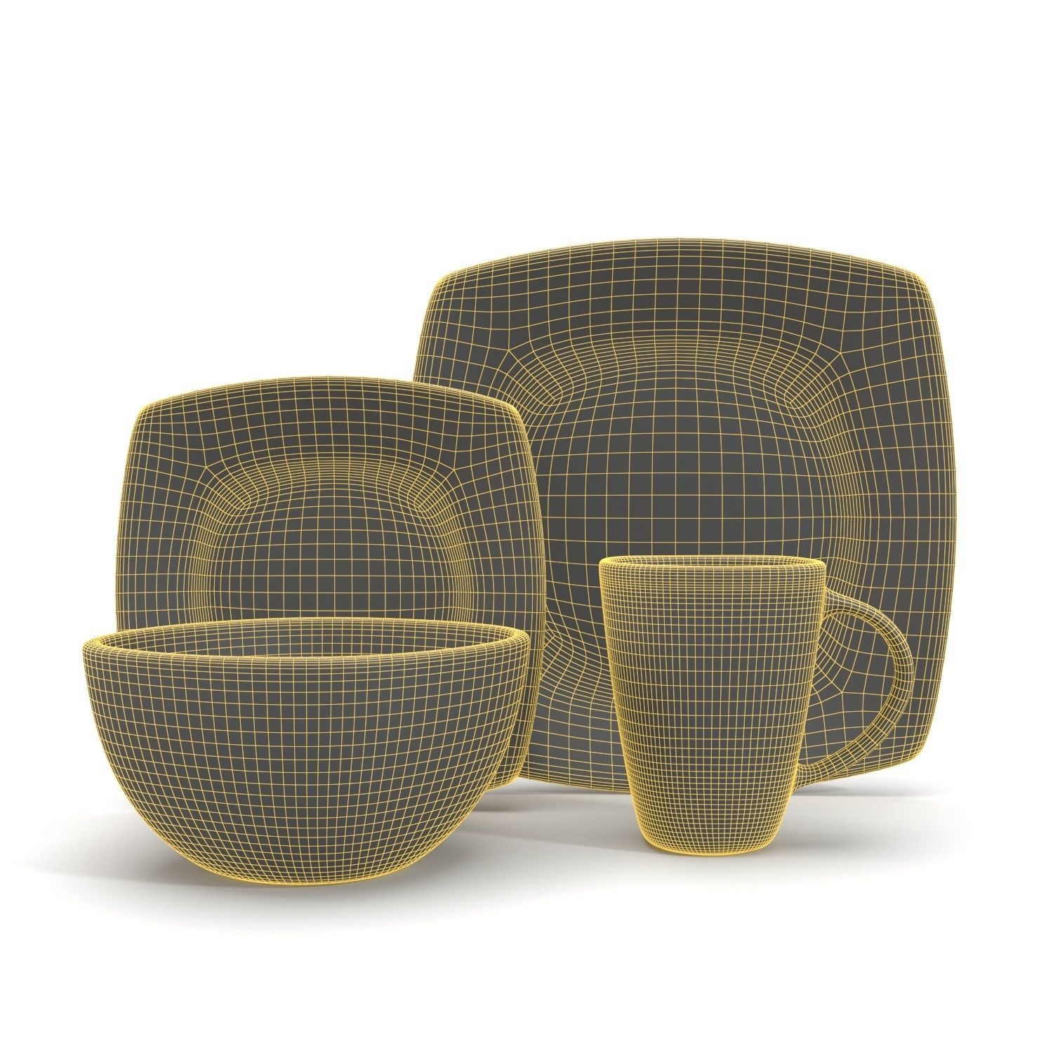 Gibson Soho Lounge Square Reactive Glaze Dinnerware Set PBR 3D model_5