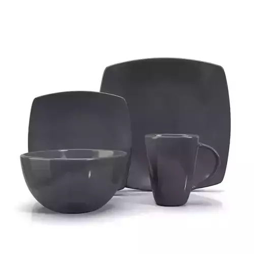 Gibson Soho Lounge Square Reactive Glaze Dinnerware Set PBR