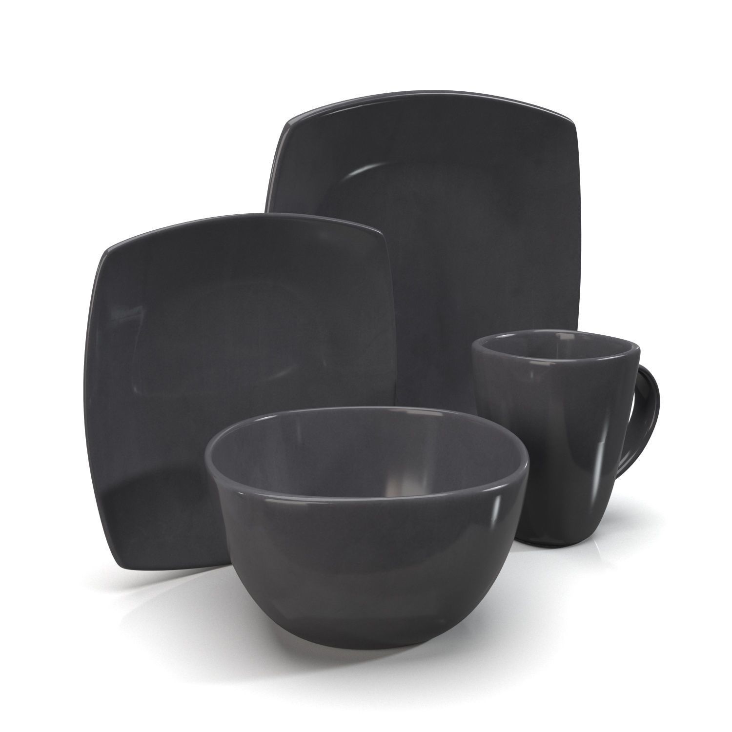 Gibson Soho Lounge Square Reactive Glaze Dinnerware Set PBR 3D model_4