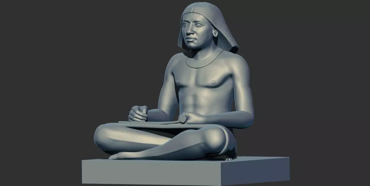 Ancient Egyptian seated writer scribe 3d printable model 3D print model_0
