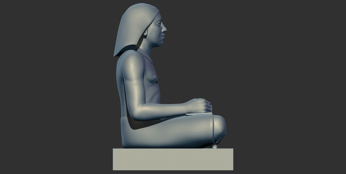 Ancient Egyptian seated writer scribe 3d printable model 3D print model_6