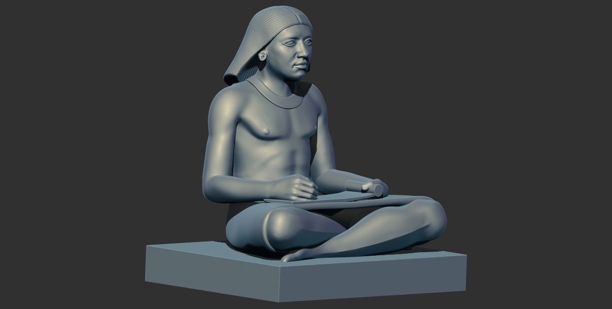 Ancient Egyptian seated writer scribe 3d printable model 3D print model_4