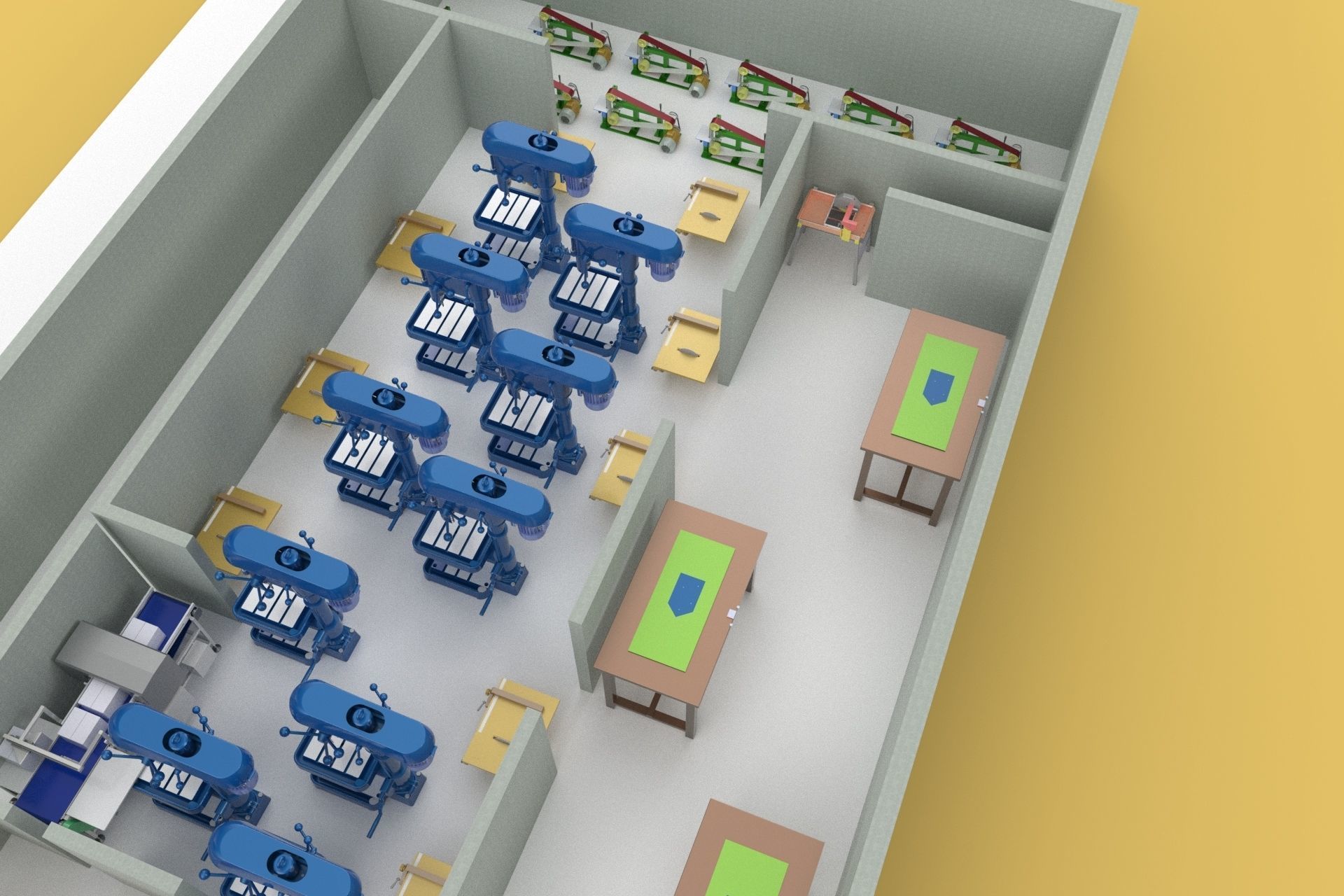 PRODUCTION LINE LAYOUT WORKSHOP FACTORY INDUSTRIAL FLOOR PLAN 3D model_11