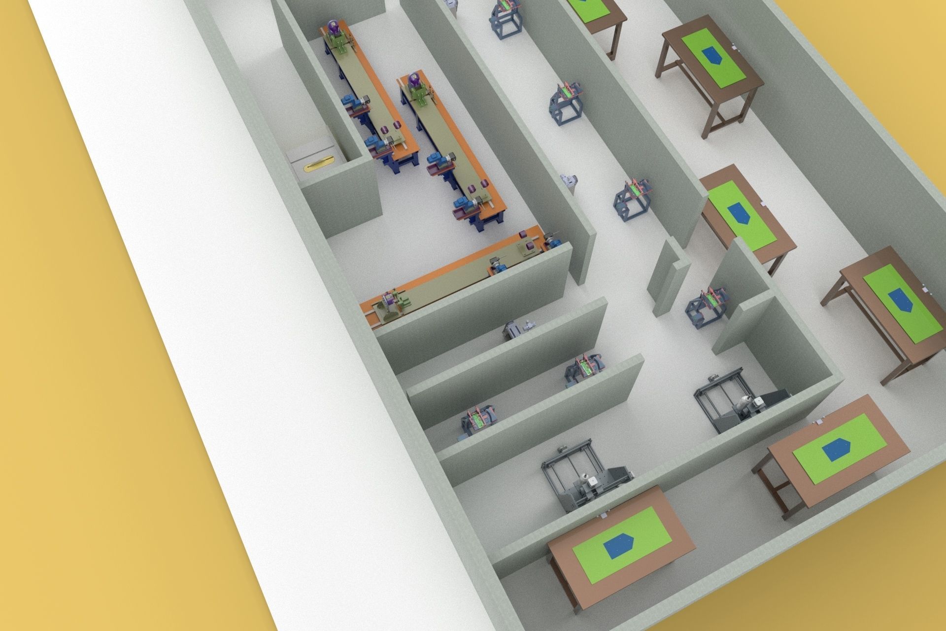 PRODUCTION LINE LAYOUT WORKSHOP FACTORY INDUSTRIAL FLOOR PLAN 3D model_9