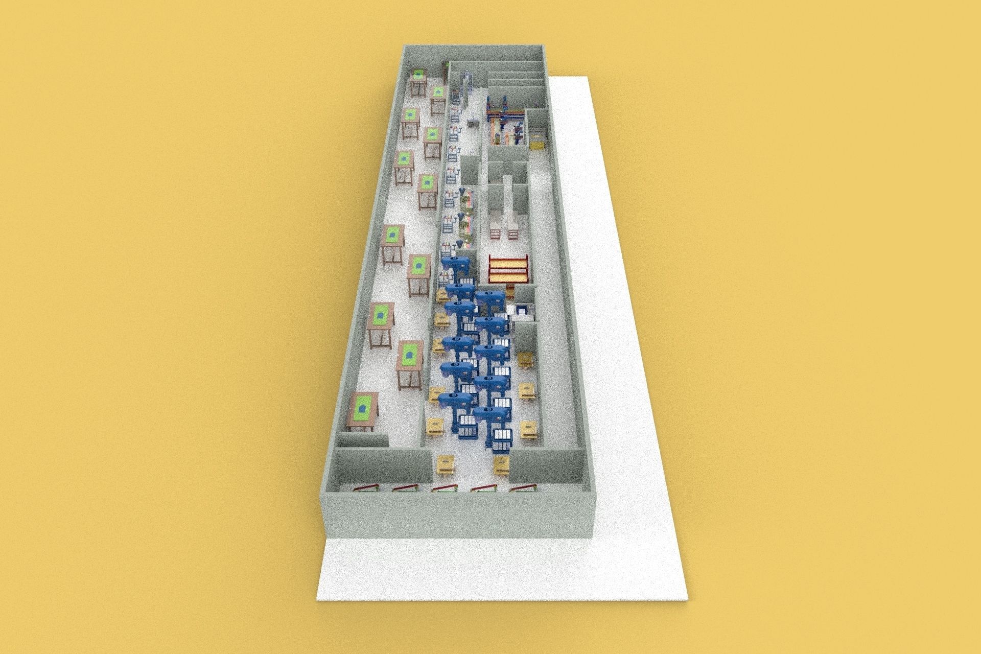 PRODUCTION LINE LAYOUT WORKSHOP FACTORY INDUSTRIAL FLOOR PLAN 3D model_3