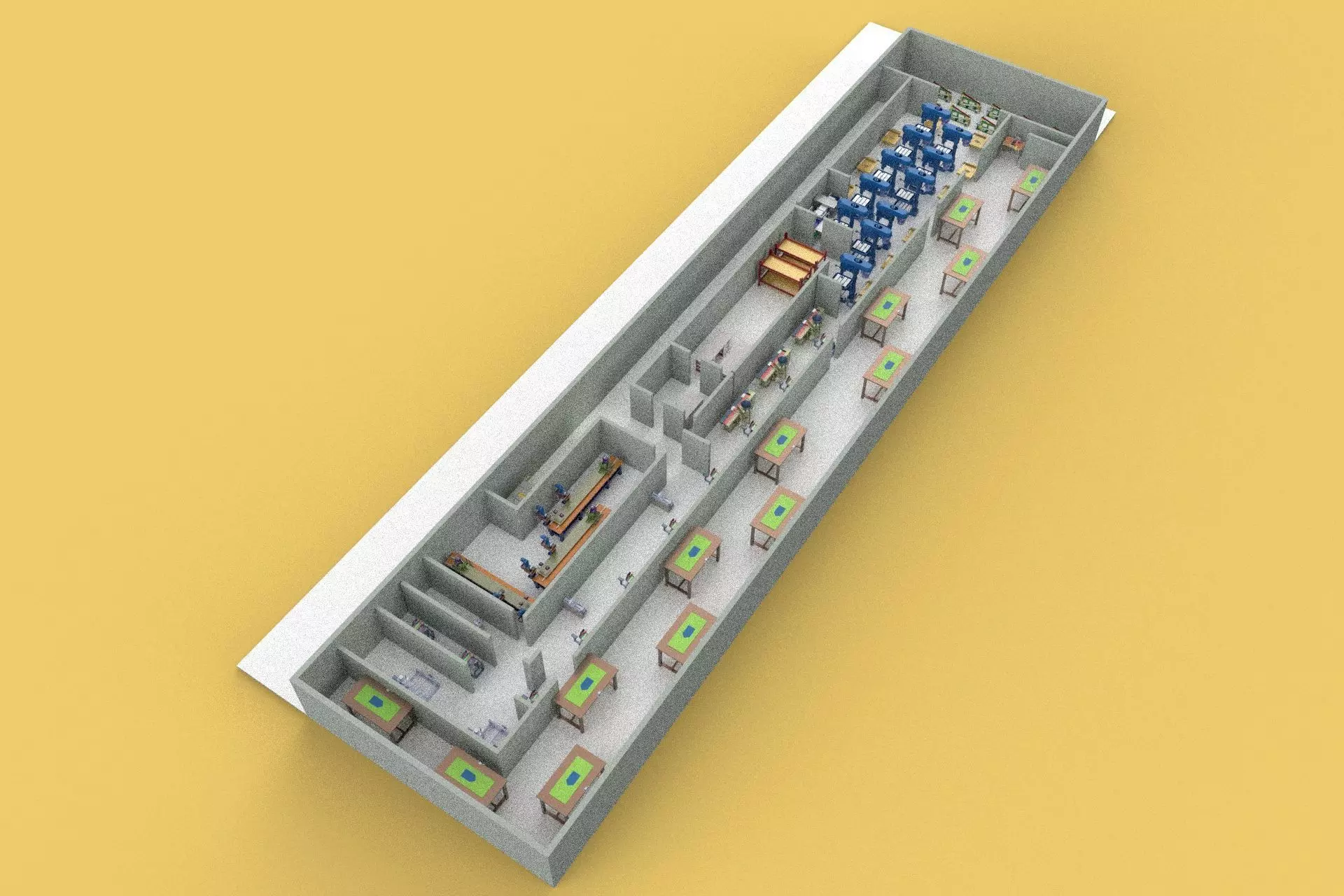 PRODUCTION LINE LAYOUT WORKSHOP FACTORY INDUSTRIAL FLOOR PLAN 3D model_0