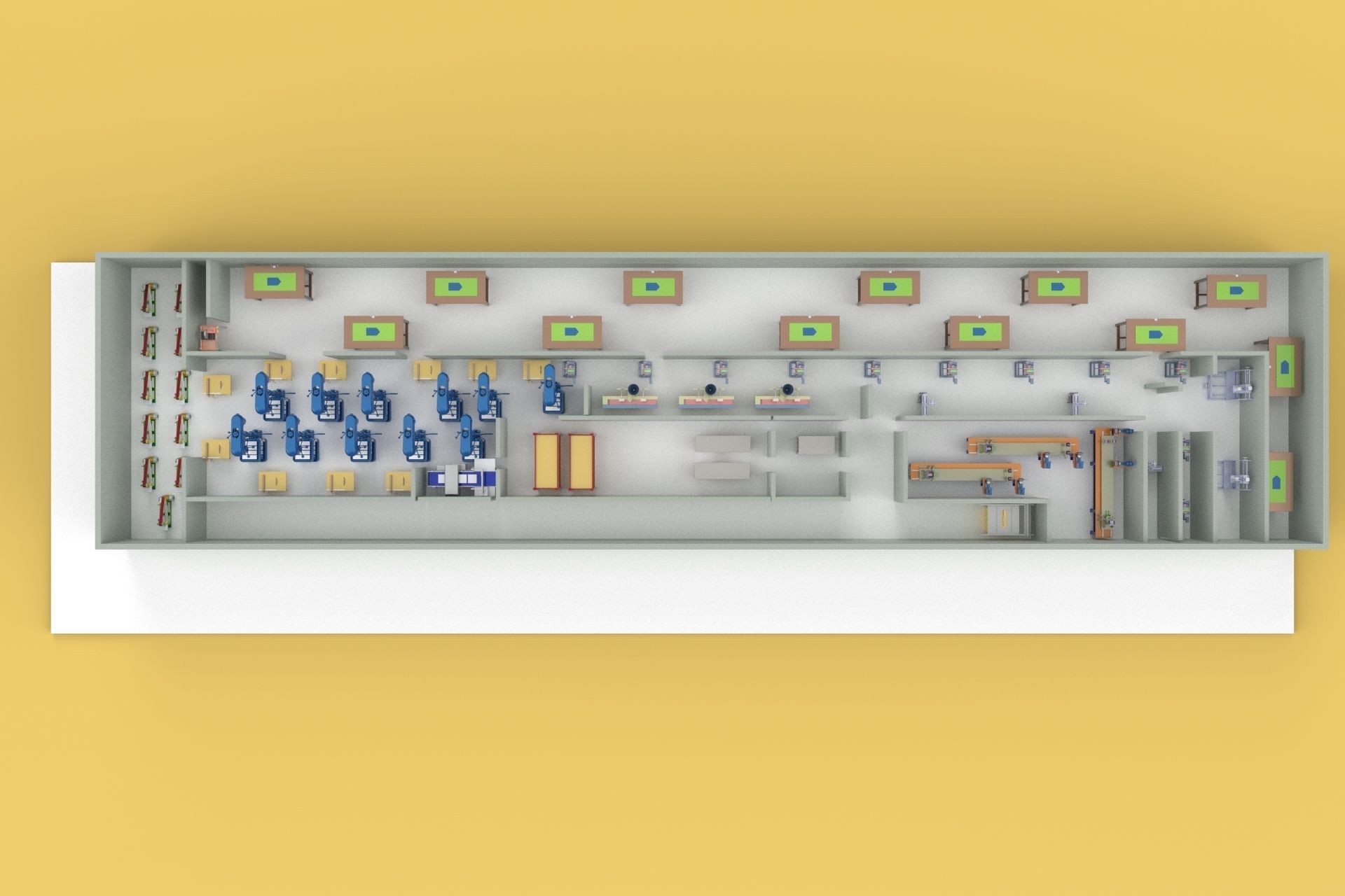 PRODUCTION LINE LAYOUT WORKSHOP FACTORY INDUSTRIAL FLOOR PLAN 3D model_5
