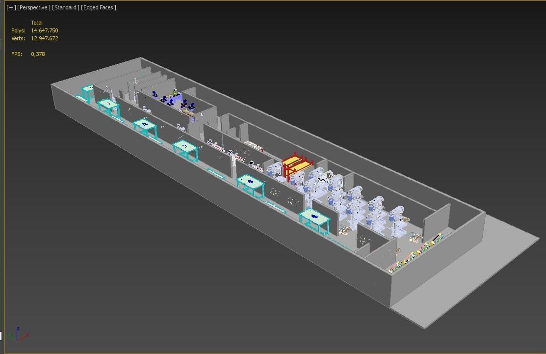 PRODUCTION LINE LAYOUT WORKSHOP FACTORY INDUSTRIAL FLOOR PLAN 3D model_12