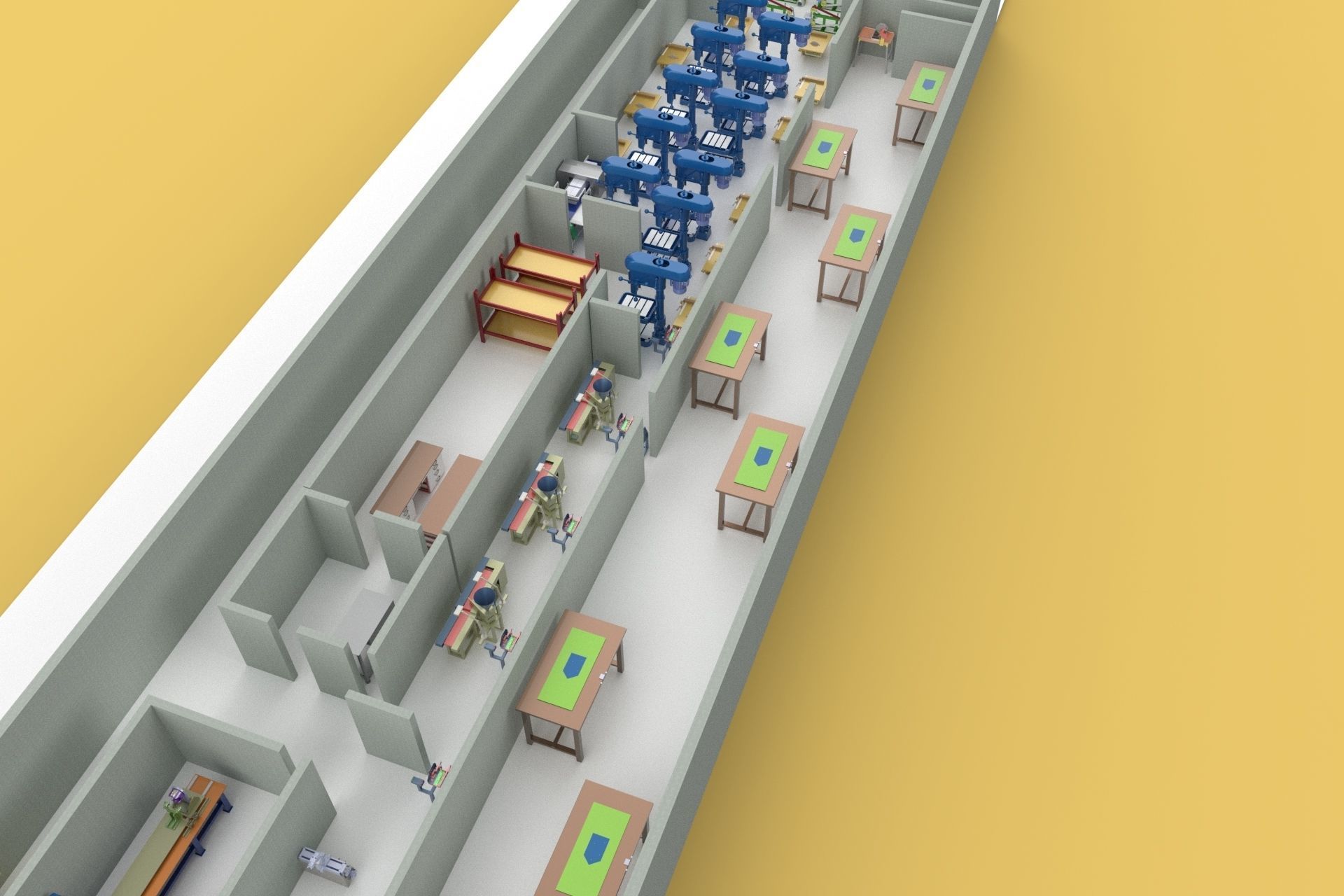 PRODUCTION LINE LAYOUT WORKSHOP FACTORY INDUSTRIAL FLOOR PLAN 3D model_10