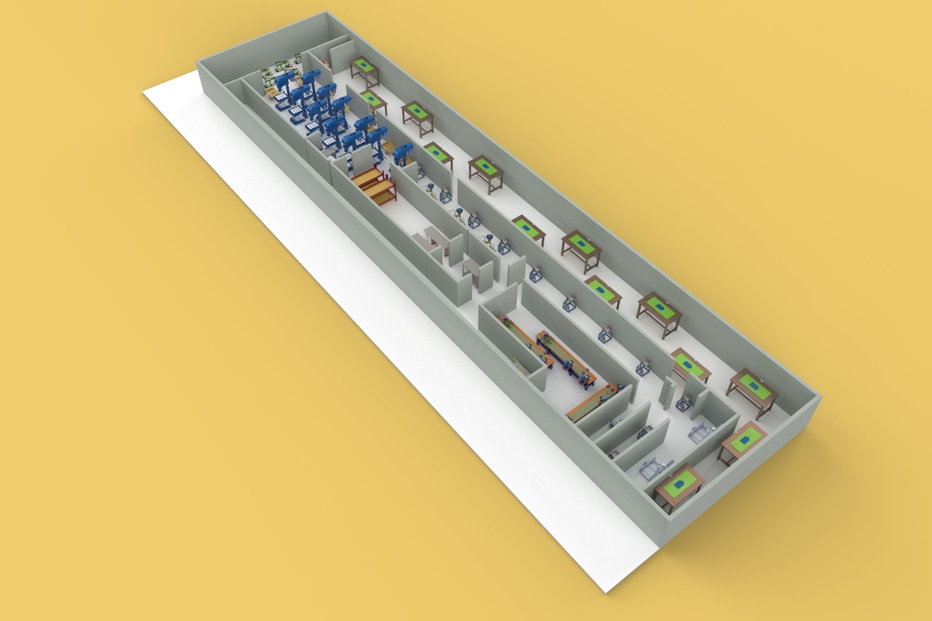 PRODUCTION LINE LAYOUT WORKSHOP FACTORY INDUSTRIAL FLOOR PLAN 3D model_7