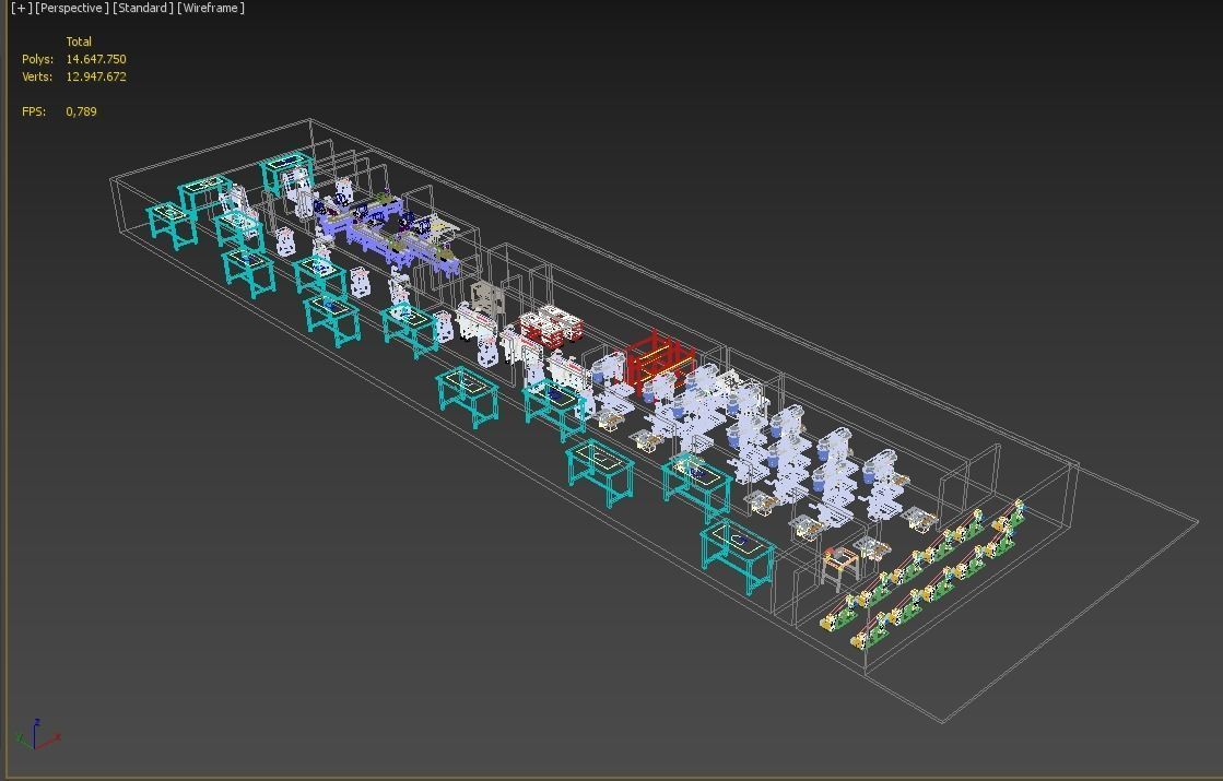 PRODUCTION LINE LAYOUT WORKSHOP FACTORY INDUSTRIAL FLOOR PLAN 3D model_13