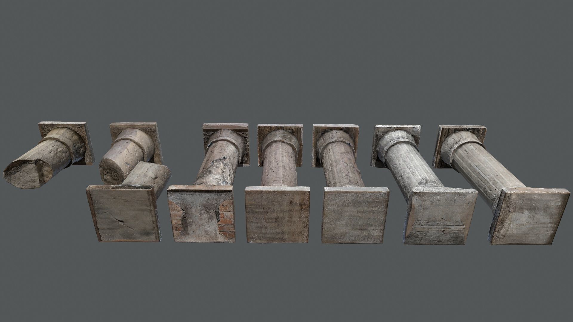 rome stone pillar Low-poly 3D model_7