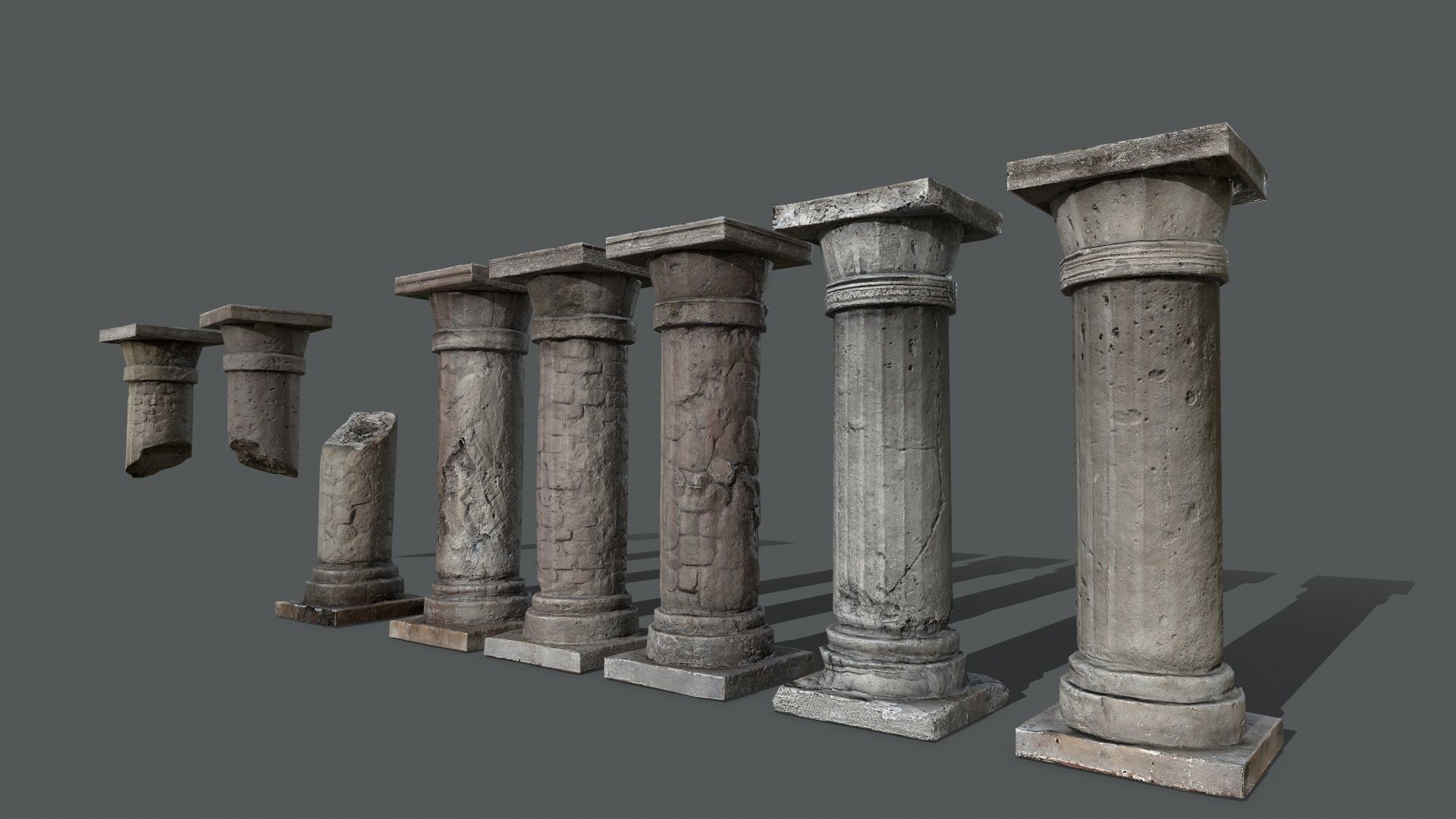 rome stone pillar Low-poly 3D model_2