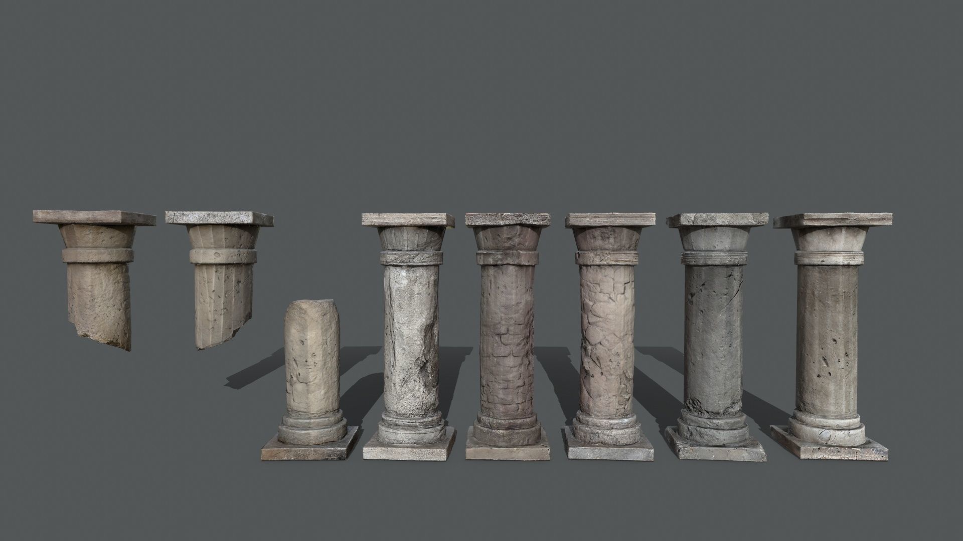 rome stone pillar Low-poly 3D model_5