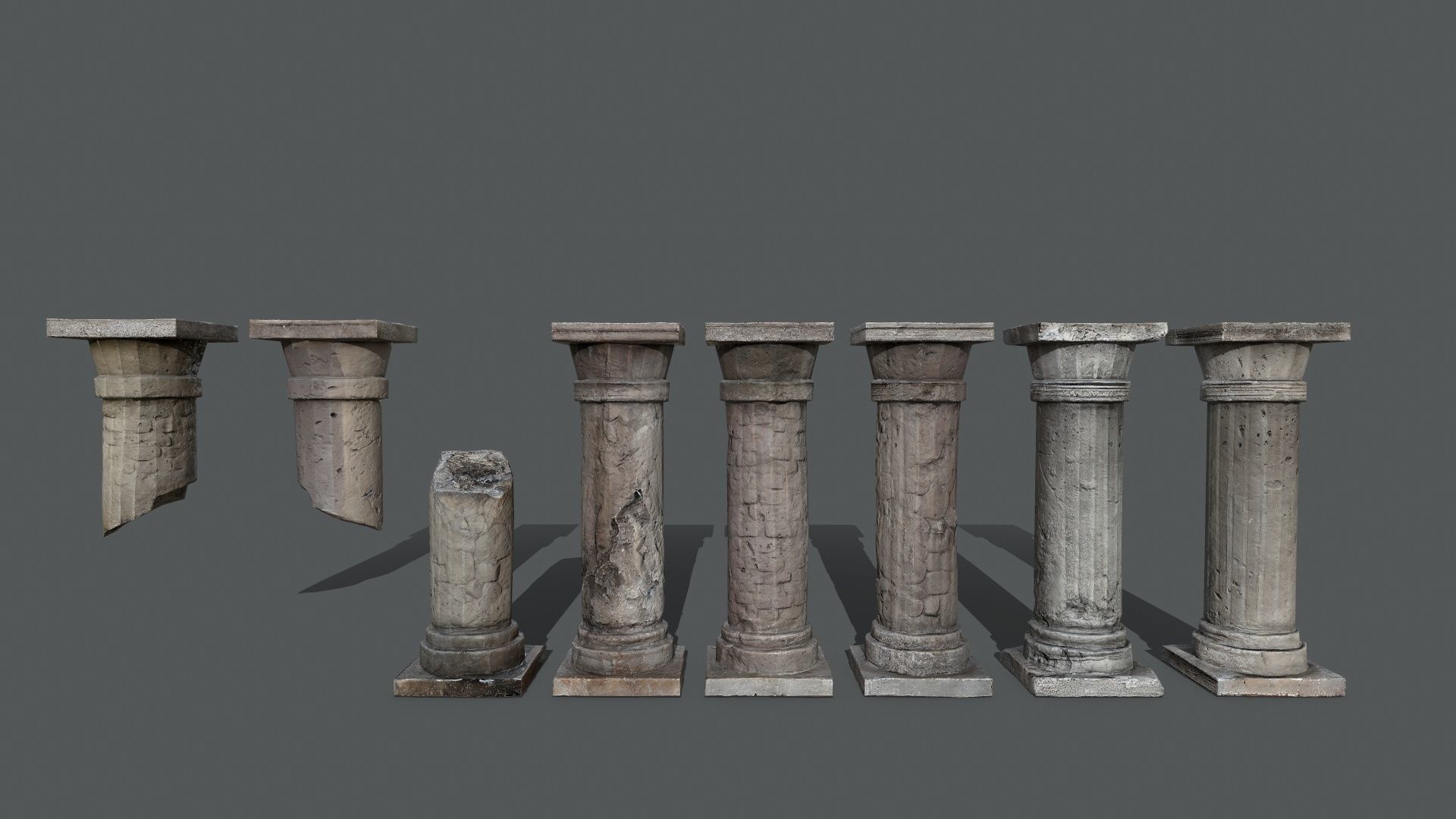 rome stone pillar Low-poly 3D model_1