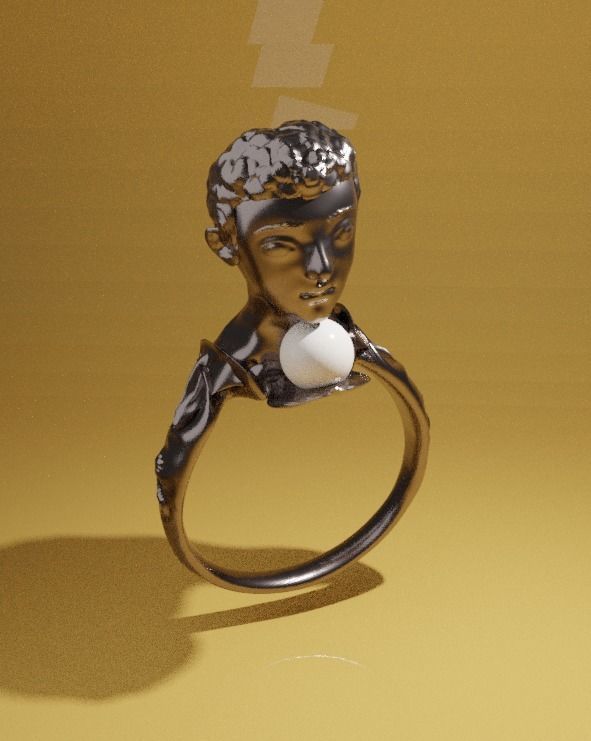 A gold ring containing the head of a child from Apocidonia 3D model_2