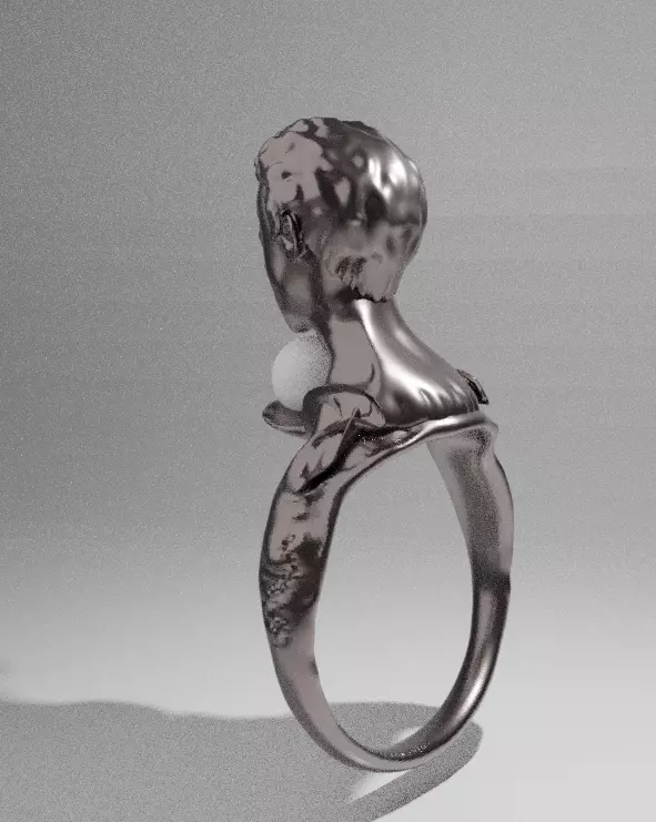 A gold ring containing the head of a child from Apocidonia 3D model_0