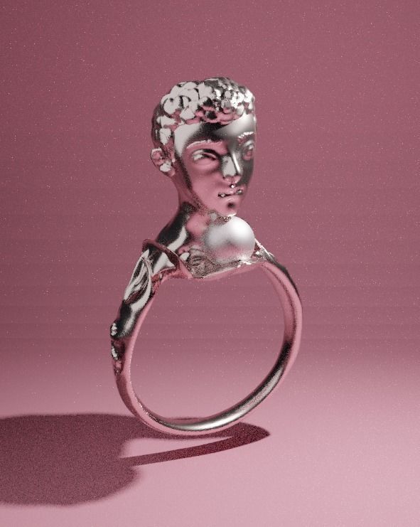 A gold ring containing the head of a child from Apocidonia 3D model_4