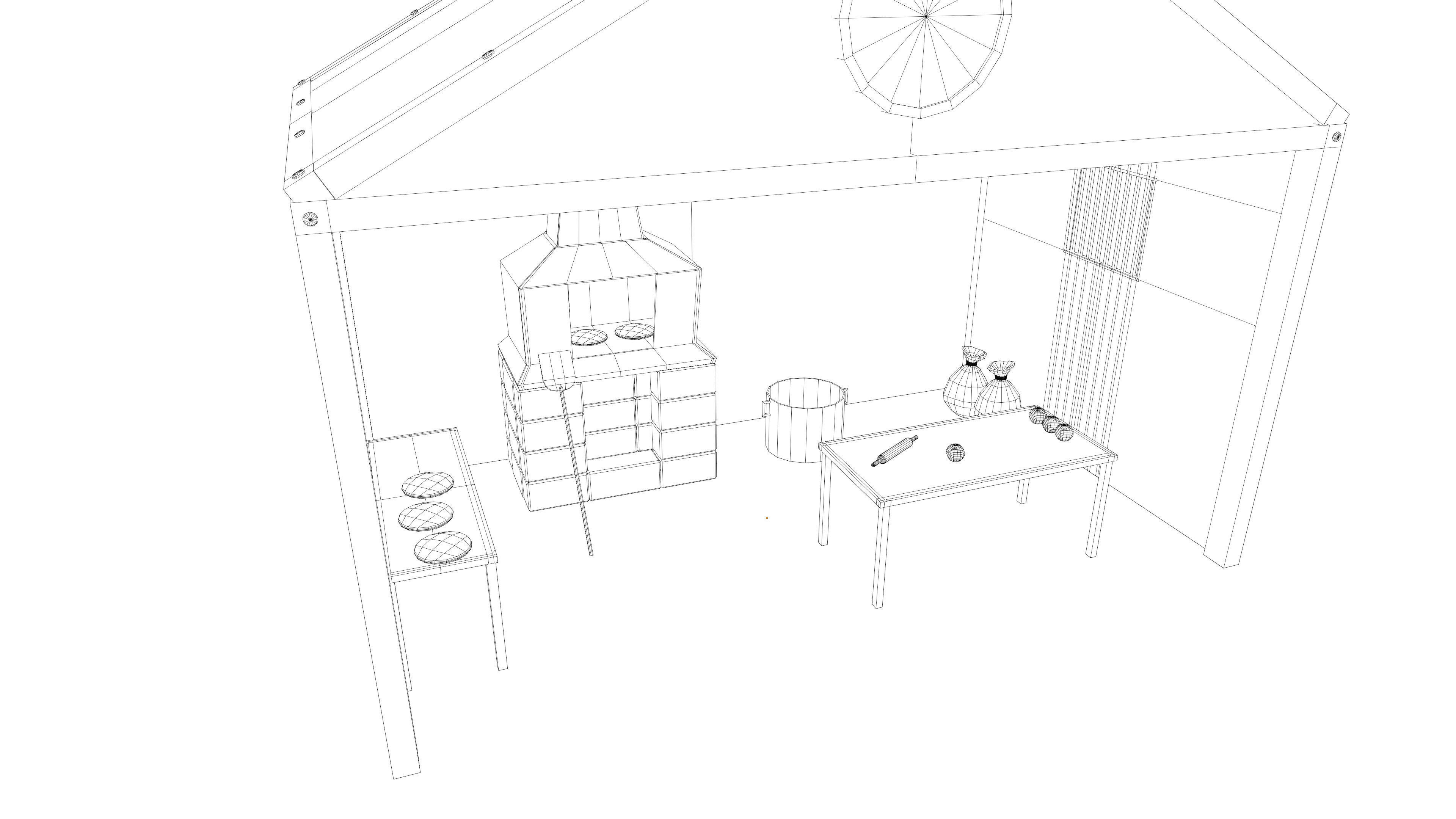 Stylized medieval bakery workshop pbr Low-poly 3D model_6