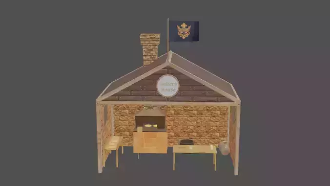 Stylized medieval bakery workshop pbr Low-poly 3D model