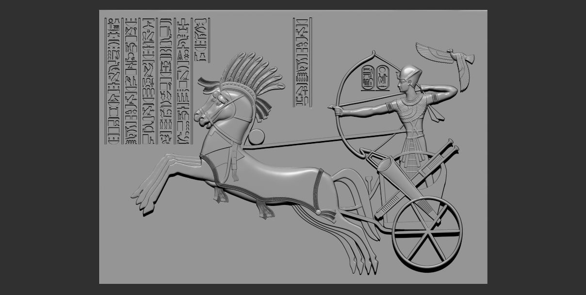 Pharaoh Ramesses II at the Battle of Kadesh 3d relief model cnc 3D print model_1