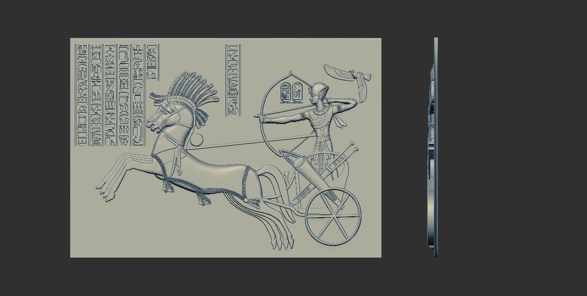 Pharaoh Ramesses II at the Battle of Kadesh 3d relief model cnc 3D print model_8