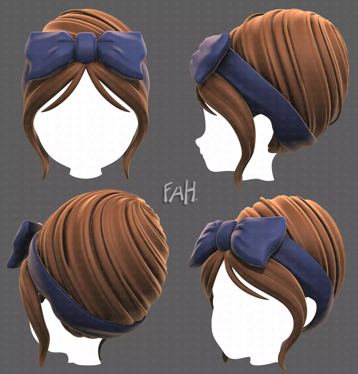 Base Hair for girl V64 Low-poly 3D model