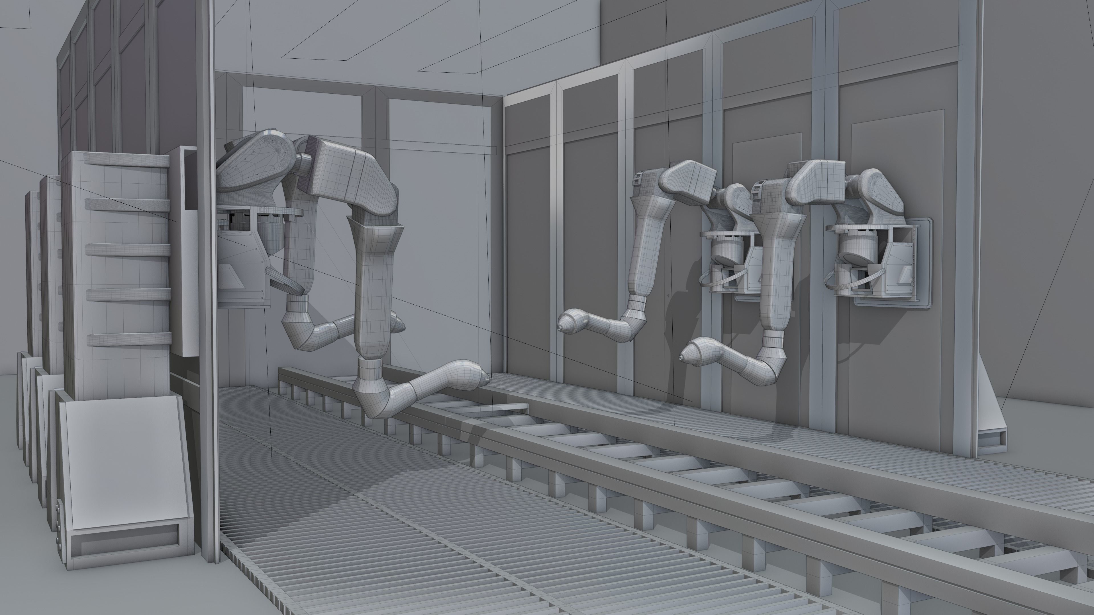 Robotic Arms Paint Booth 3D model_2