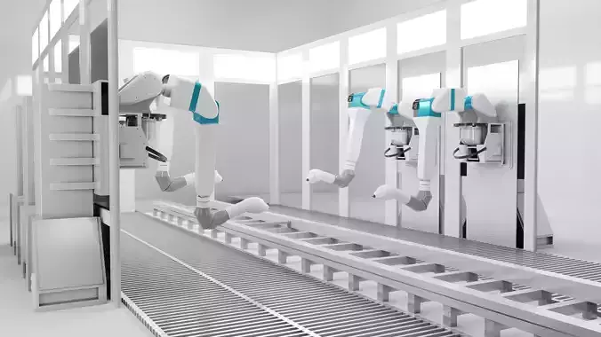 Robotic Arms Paint Booth 3D model