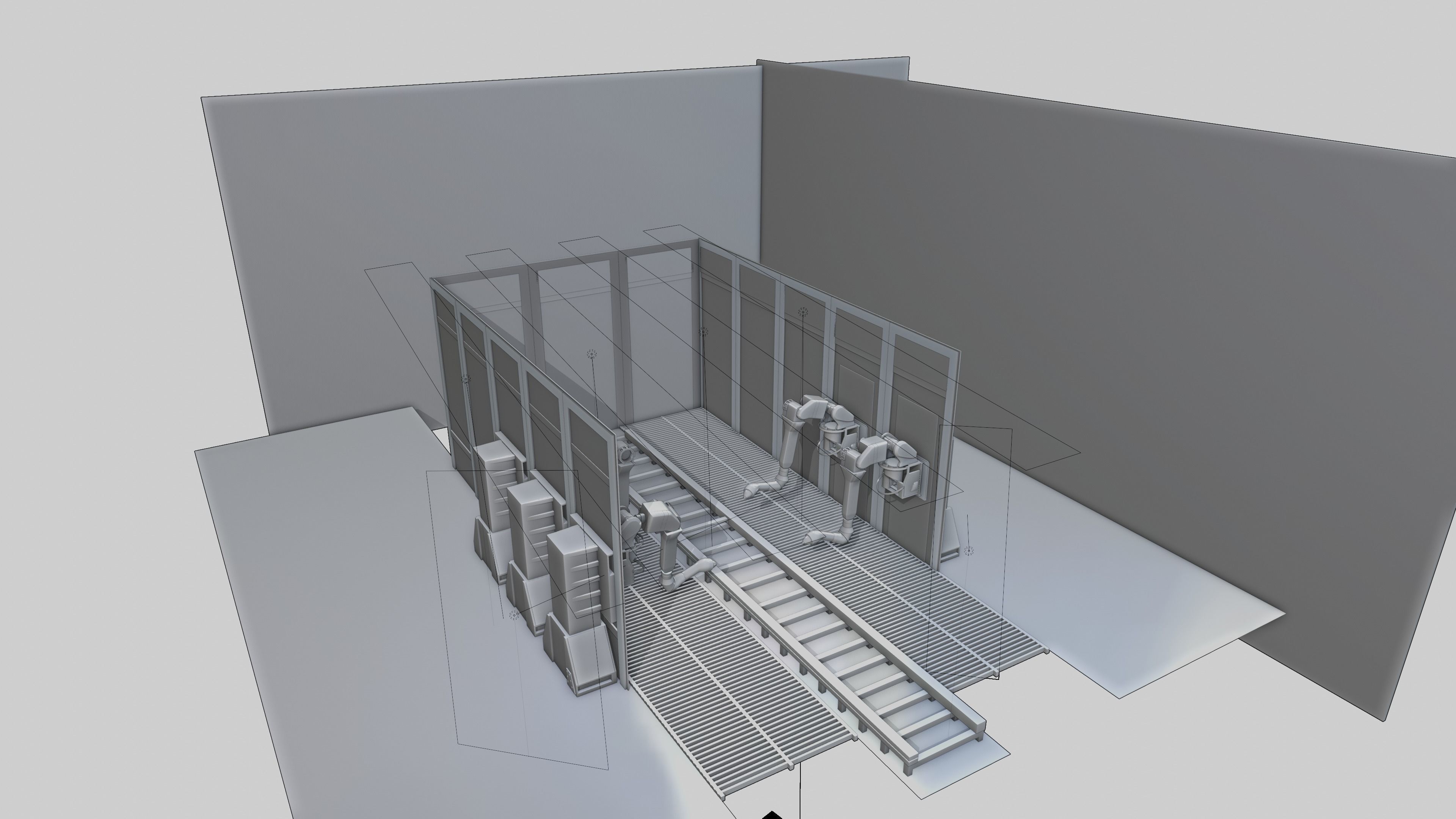 Robotic Arms Paint Booth 3D model_3