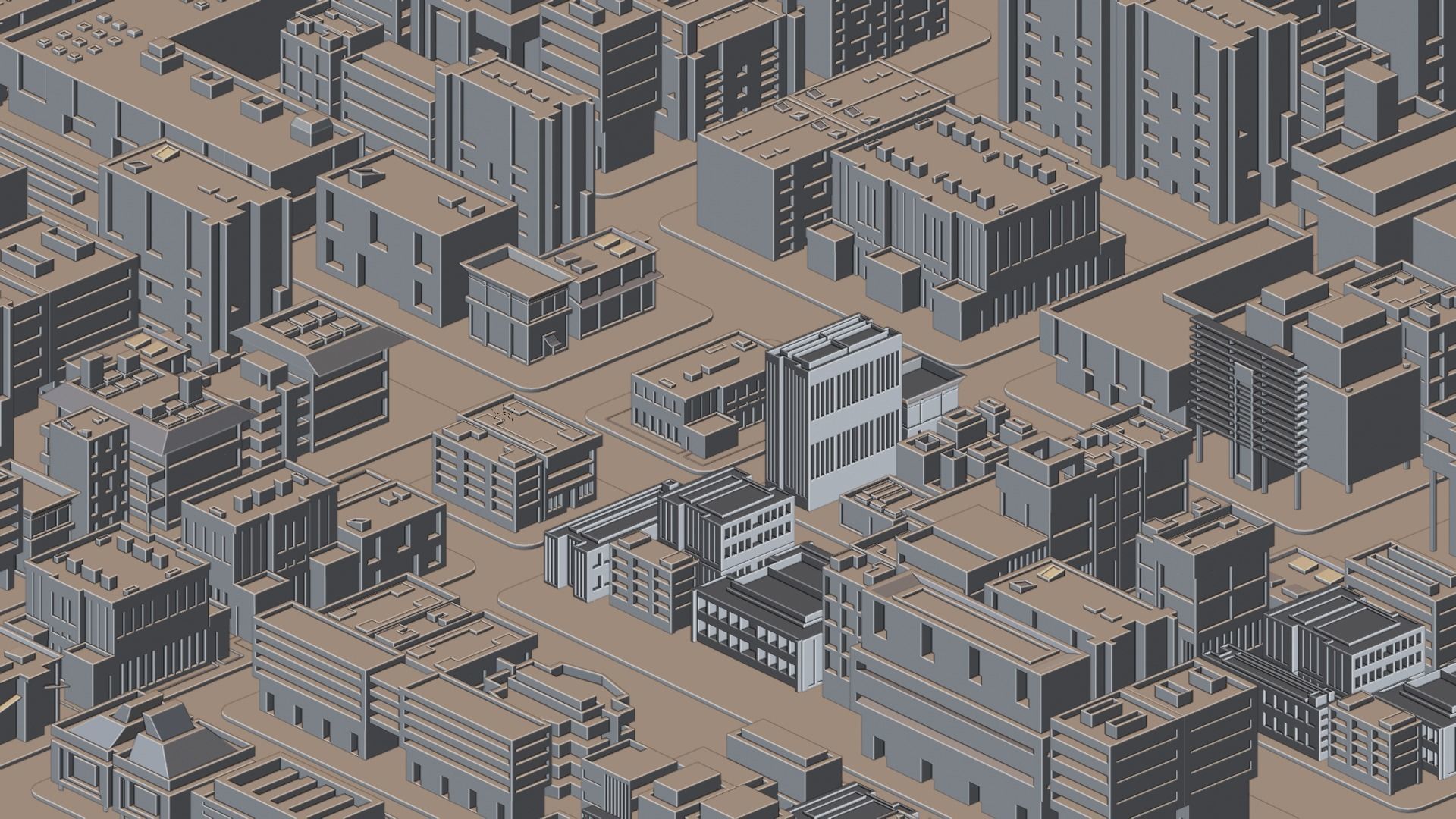 Isometric Simple Lowpoly City Low-poly 3D model_1