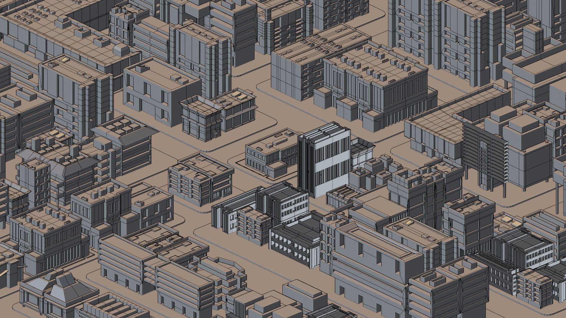 Isometric Simple Lowpoly City Low-poly 3D model_2